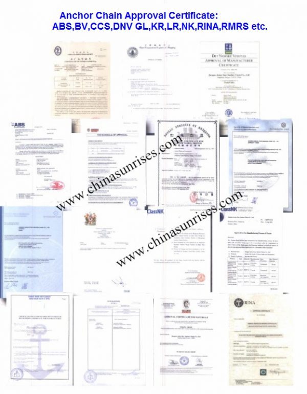 Anchor Chain Approval Certificate ChinaSunRises
