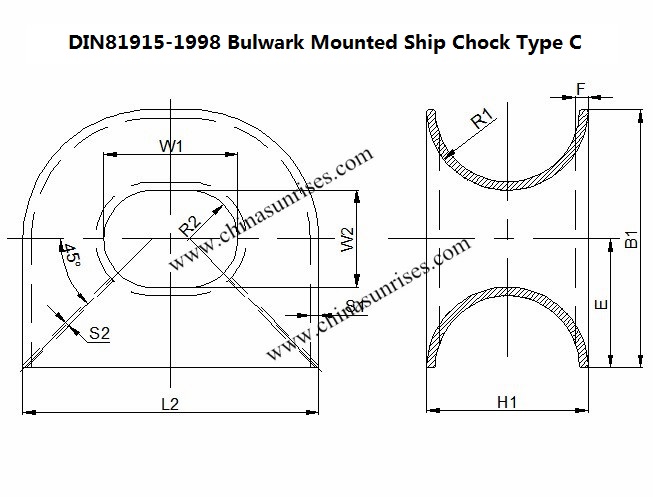 DIN81915-1998 Bulwark Mounted Ship Chock Type C