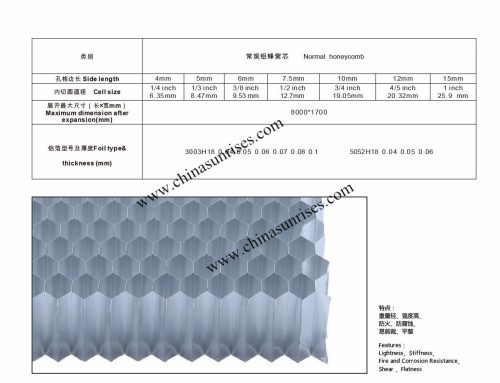 Normal Honeycomb Core